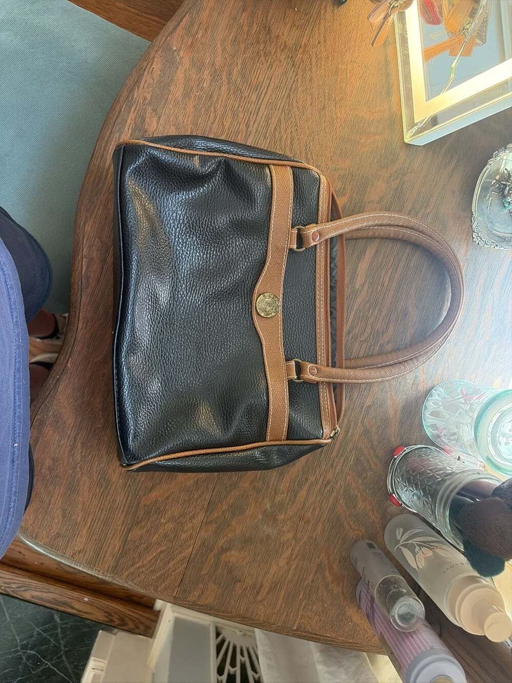 Pacific Connections Black and Brown Handbag Vintage Satchel Purse
